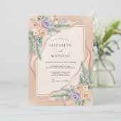 Invitation Mariage Douce Fleur de Pêche (Debout devant)