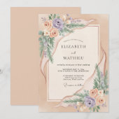 Invitation Mariage Douce Fleur de Pêche (Devant / Derrière)