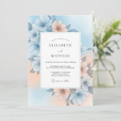 Invitation Mariage Douce Floraison Bleu Ciel (Debout devant)