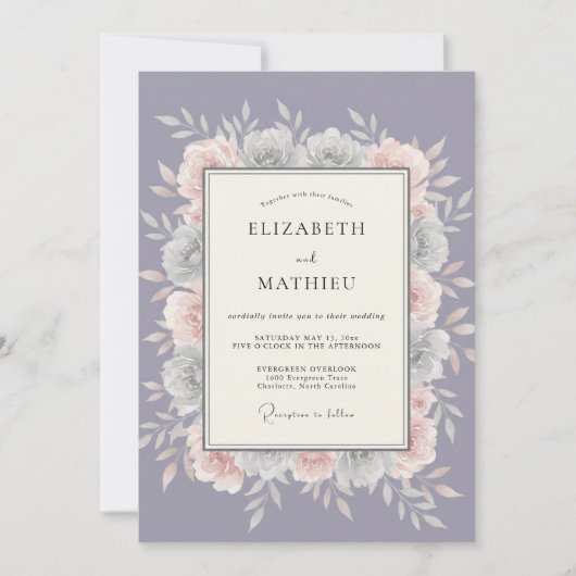 Invitation Mariage Douce Floraison de Lavande (Devant)