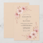 Invitation Mariage Douce Floraison de Pêche (Devant / Derrière)