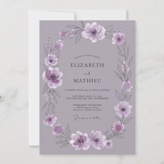 Invitation Mariage Douce Floraison Lavande (Devant)