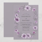 Invitation Mariage Douce Floraison Lavande (Devant / Derrière)