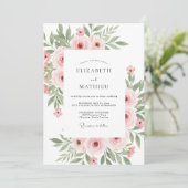 Invitation Mariage Douce Floraison Rose (Debout devant)
