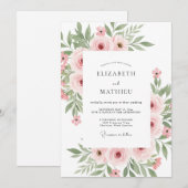Invitation Mariage Douce Floraison Rose (Devant / Derrière)