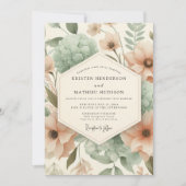 Invitation Mariage Douce Murmure de Pêche Botanique (Devant)