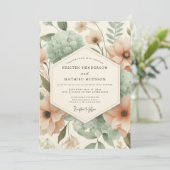 Invitation Mariage Douce Murmure de Pêche Botanique (Debout devant)
