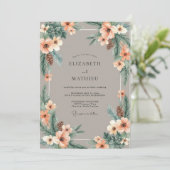 Invitation Mariage Douce Pêche et Pin (Debout devant)
