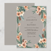 Invitation Mariage Douce Pêche et Pin (Devant / Derrière)