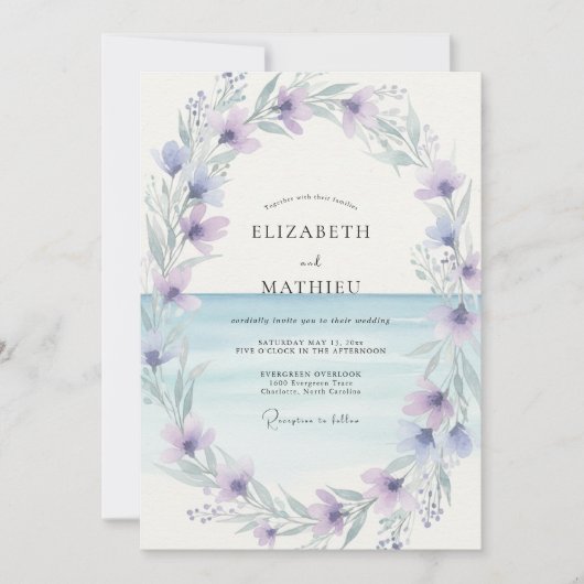 Invitation Mariage Douce Pétale de Lilas (Devant)