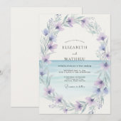 Invitation Mariage Douce Pétale de Lilas (Devant / Derrière)