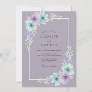 Invitation Mariage Douce Pétale de Lilas et Menthe