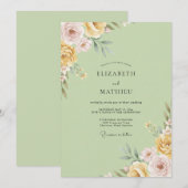 Invitation Mariage Douce Pétale de Pistache (Devant / Derrière)