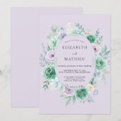 Invitation Mariage Douce Pourpre Eucalyptus Succulent (Devant / Derrière)
