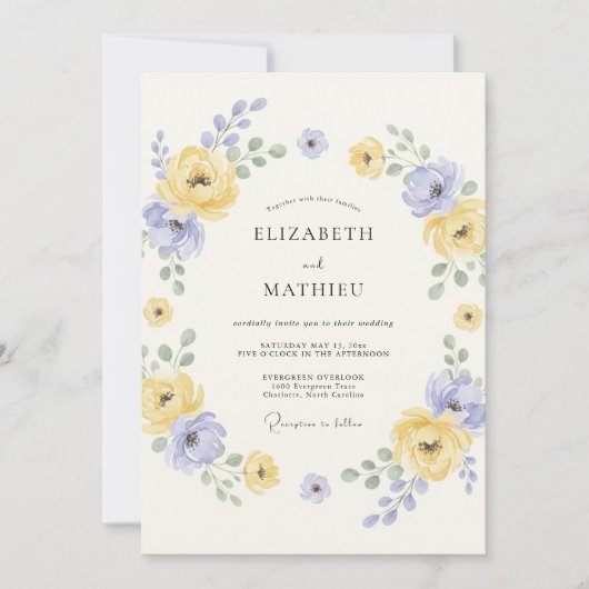 Invitation Mariage Douce Prairie de Lavande (Devant)