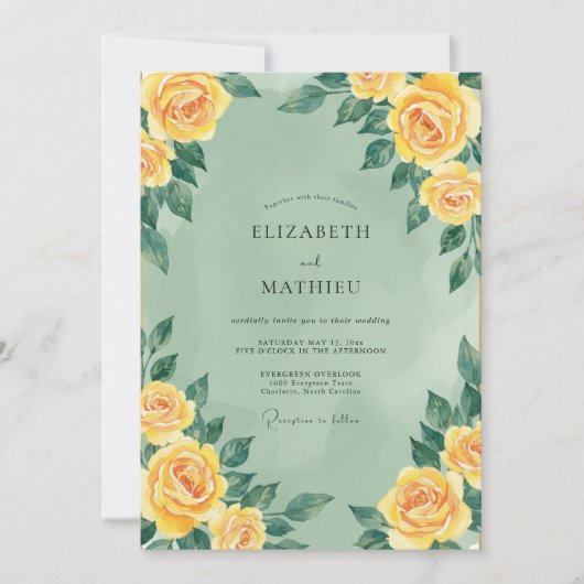Invitation Mariage Douce Rose Céladon Beurre (Devant)