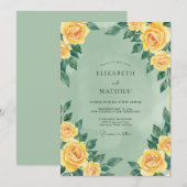 Invitation Mariage Douce Rose Céladon Beurre (Devant / Derrière)