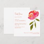 Invitation Mariage douche florale rose et orange (Devant / Derrière)