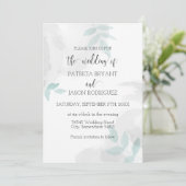 Invitation Mariage doux à la menthe et gris (Debout devant)