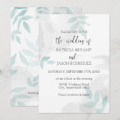 Invitation Mariage doux à la menthe et gris (Devant / Derrière)
