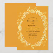 Invitation Mariage doux eucalyptus au feuillage de moutarde (Devant / Derrière)