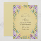 Invitation Mariage doux jaune Wisteria (Devant / Derrière)