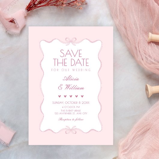 Invitation Mariage doux rose