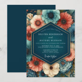 Invitation Mariage dramatique au paprika saphir (Devant / Derrière)