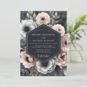 Invitation Mariage Dramatique Flora Blush Slate (Debout devant)
