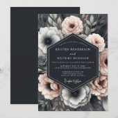 Invitation Mariage Dramatique Flora Blush Slate (Devant / Derrière)