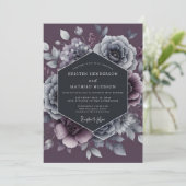 Invitation Mariage Dramatique Floraison d'Ardoise Violette (Debout devant)