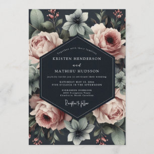 Invitation Mariage dramatique Rose Ardoise
