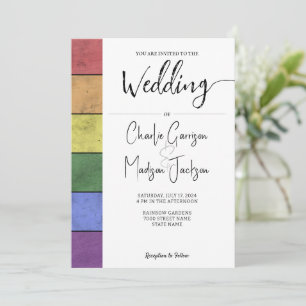 Invitation Mariage drapeau LGBT orgueil Vintage Script typogr
