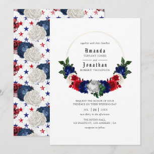 Invitation Mariage du 4 juillet rouge blanc et bleu