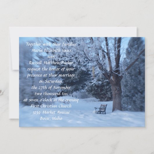Invitation Mariage du banc d'hiver (Devant)