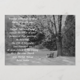 Invitation Mariage du banc d'hiver noir et blanc