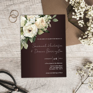 Invitation Mariage du bouquet de la Bourgogne foncée et de la
