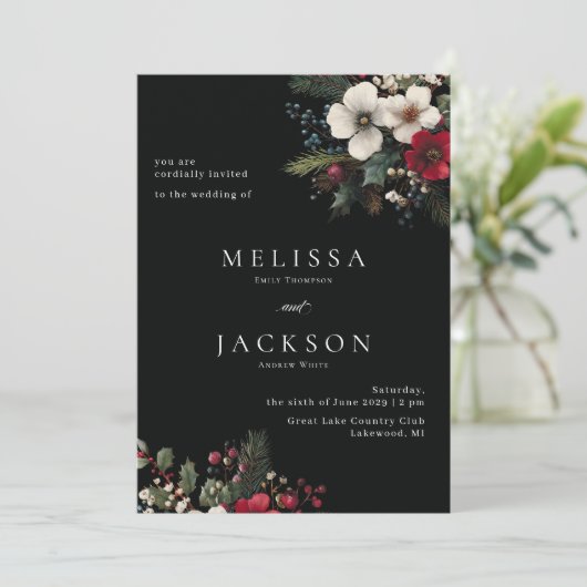 Invitation Mariage du bouquet d'hiver (Debout devant)