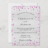 Invitation Mariage du budget de la fuchsia argent (Devant)