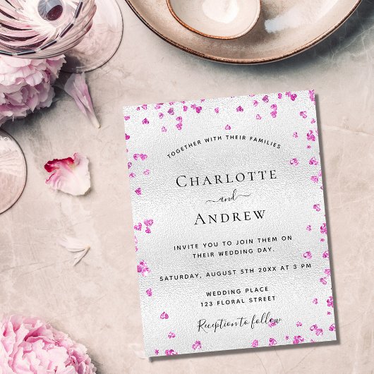 Invitation Mariage du budget de la fuchsia argent
