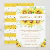 Invitation Mariage du cadre frontalier des tournesols aquarel (Devant / Derrière)