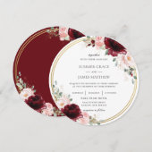 Invitation Mariage du cercle d'or rose floral de Bourgogne (Devant / Derrière)