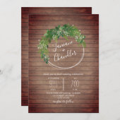 Invitation Mariage du cercle verdoyant de planches à bois (Devant / Derrière)
