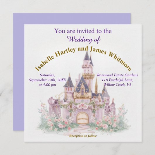 Invitation Mariage du château de Fairy Tale (Devant / Derrière)