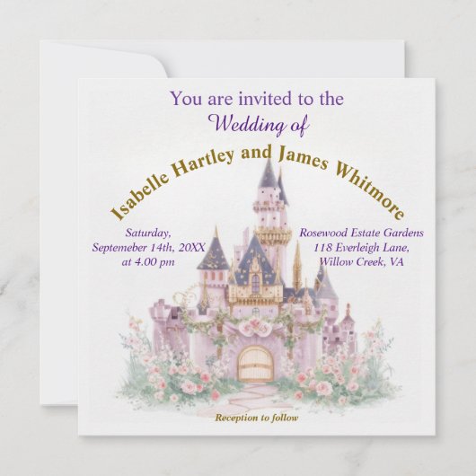 Invitation Mariage du château de Fairy Tale (Devant)