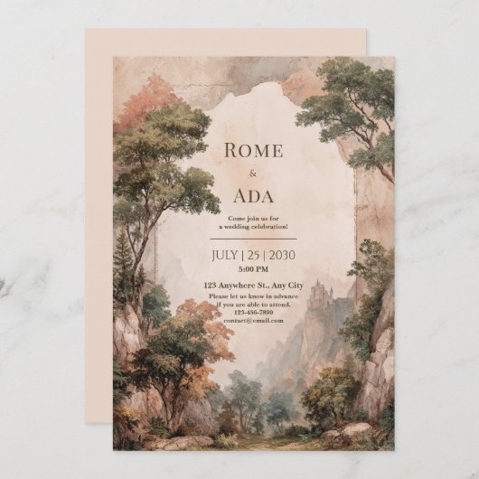 Invitation Mariage du château de Misty Forest (Devant / Derrière)