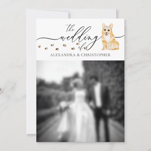 Invitation Mariage du chiot de Corgi Photo (Devant)