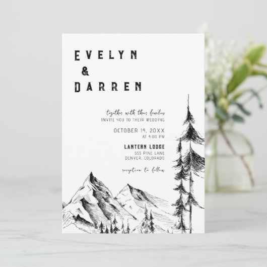 Invitation Mariage du code QR de Forest Mountain (Debout devant)