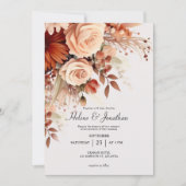 Invitation Mariage du code QR de la flore de terre cuite (Devant)