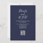 Invitation Mariage du code QR de la marine Blue Greenery Flor (Dos)